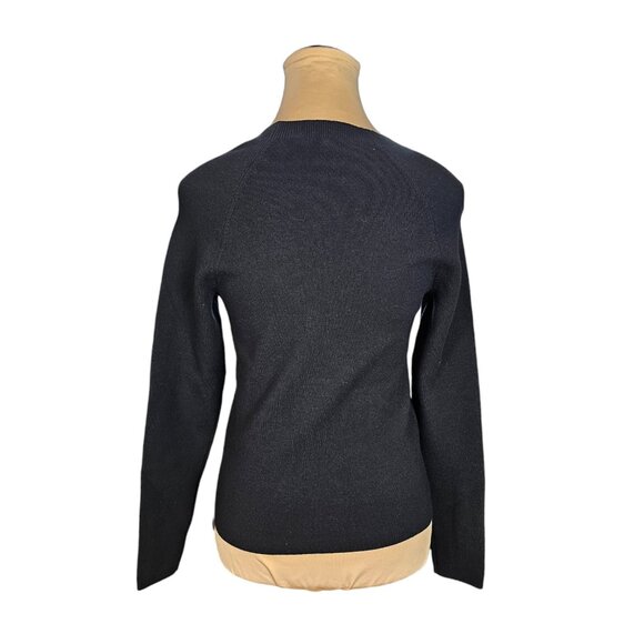 Eileen Fisher Black Long Sleeve High Crew Neck Contour Sweater Sz M - Picture 3 of 7